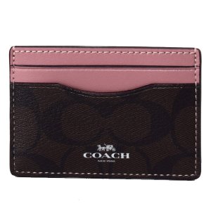 画像1: 【COACH】コーチ ペイトン シグネチャー カードケース 名刺入れ ブラウン×ダスティーローズ（日本未発売）