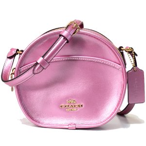 画像1: 【COACH】コーチ カーフレザー メタリック キャンティーン 斜め掛け ショルダー クロスボディ バッグ メタリックブラッシュ（日本未発売）