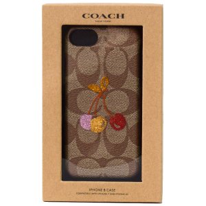 画像1: 【COACH】コーチ コーティングキャンバス シグネチャー チェリー さくらんぼ柄 プリント iPhone6s、iPhone7、iPhone8専用 ケース カーキマルチ〔日本未発売〕