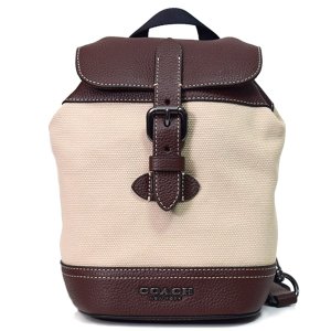 画像1: 【COACH】コーチ キャンバス レザー ハドソン パック スモール ロゴ ワンショルダー バックパック リュック ボディバッグ ナチュラル×ダークチーク〔日本未発売〕