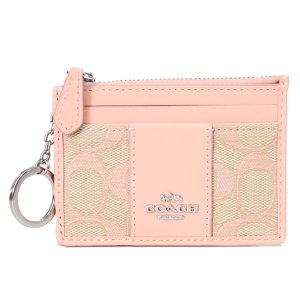 画像1: 【COACH】コーチ コインケース ジャガード レザー シグネチャー キーリング付き ミニ スキニー IDケース 小銭入れ フェイディドブラッシュ（日本未発売）