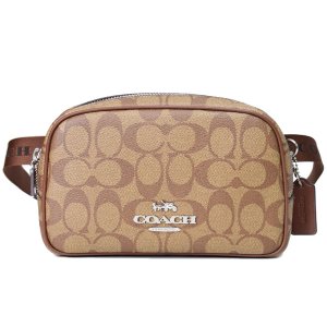 画像1: 【COACH】コーチ バッグ コーティングキャンバス レザー シグネチャー ペース ウエスト ベルトバッグ ワンショルダー バックパック ウエスト ボディバッグ カーキ×サドル〔日本未発売〕