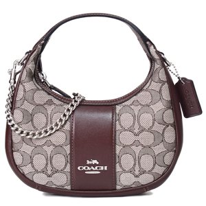 画像1: 【COACH】コーチ ハンドバッグ ジャガード レザー シグネチャー カルメン ミニ 2way チェーン クロスボディ 斜め掛け ショルダーバッグ オーク×メイプル（日本未発売）