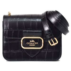 画像1: 【COACH】コーチ ショルダーバッグ クロコダイル レザー モーガン スクエア 2way クラッチ フラップ クロスボディ 斜めがけ ショルダー バッグ ブラック（日本未発売）