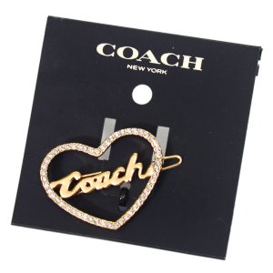 画像1: 【COACH】コーチ ヘアクリップ プレーテッドブラス ラインストーン ロゴ パヴェ スクリプト ヘアアクセサリー ブローチ バレット バレッタ ハート型 クリップ  ゴールド〔日本未発売〕