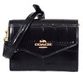 【COACH】コーチ ショルダーバッグ クロコダイル エンボスドレザー ミニ ウォレット 2WAY ショルダー カードケース 定期入れ 名刺入れ ポーチ コインケース 財布 ブラック〔日本未発売〕