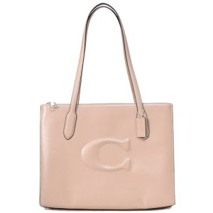 画像1: 【COACH】コーチ バッグ カーフレザー ニーナ C ロゴ 3D ぷっくり 立体 もこもこ ステッチ トートバッグ トープ〔日本未発売〕