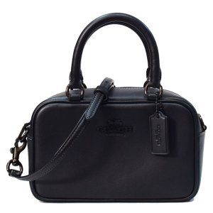 画像1: 【COACH】コーチ バッグ スムースレザー ミニ ロゴ サッチェル 2WAY クロスボディ 斜め掛け ショルダー ボストン ハンドバッグ ブラック〔日本未発売〕