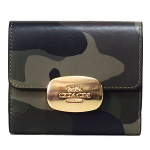 画像1: 【COACH】コーチ 財布 カモフラ 迷彩柄 カーフレザー スモール エライザ ロゴ ウォレット コンパクト 二つ折り財布 ダークサイプレスマルチ〔日本未発売〕