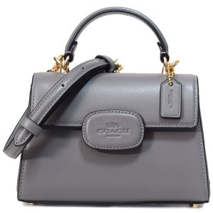 画像1: 【COACH】コーチ バッグ レザー エライザ ロゴ ミニ トップ ハンドル サッチェル クロスボディ 2WAY ショルダー ハンドバッグ チャコール（日本未発売）