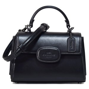 画像1: 【COACH】コーチ バッグ レザー エライザ ロゴ ミニ トップ ハンドル サッチェル クロスボディ 2WAY ショルダー ハンドバッグ ブラック（日本未発売）