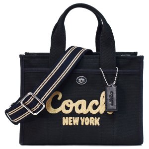 画像1: 【COACH】コーチ バッグ キャンバス トート 刺繡 カーゴ 26 ロゴ 2WAY クロスボディ ショルダー ハンドバッグ キャンバストート ブラック（日本未発売）