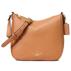 画像1: 【COACH】コーチ バッグ ぺブルレザー エリー ファイル バッグ クロスボディ 斜めがけ ショルダーバッグ ライトサドル〔日本未発売〕