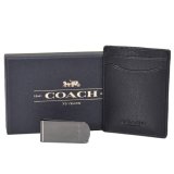 画像: 【COACH】コーチ メンズ スムース カーフ レザー マネークリップ付き カードケース 名刺入れ ブラック（日本未発売）