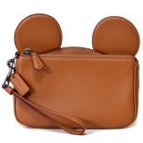 画像: 【COACH】コーチ ディズニー ミッキー コラボ  レザー ジップ マルチ リストレット ポーチ サドル〔日本未発売〕