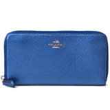 画像: 【COACH】コーチ ペプルトメタリック レザー アコーディオン ジップ アラウンド 長財布 メタリックネイビー（日本未発売）