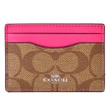 画像: 【COACH】コーチ ペイトン シグネチャー カードケース 名刺入れ カーキ×マゼンタ（日本未発売）