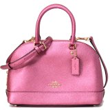 画像: 【COACH】コーチ メタリック クロスグレイン レザー ミニ ドームド サッチェル 2Way ハンドバッグ メタリックアントブラッシュ（日本未発売）