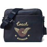 画像: 【COACH】コーチ メンズ レザー NEW YORK ニューヨーク ロゴ プリント クロスボディ 斜め掛け ショルダーバッグ ブラックマルチ〔日本未発売〕