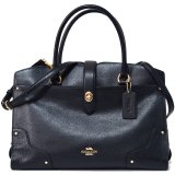 画像: 【COACH】コーチ グレインレザー マーサー リベット ターンロック  サッチェル 2way ショルダー ハンドバッグ ブラック（日本未発売）