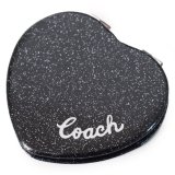 画像: 【COACH】コーチ グリッター ラメ ハート ロゴ 拡大鏡付き コンパクト 両面鏡 ミラー 折りたたみ 手鏡 ブラック〔日本未発売〕