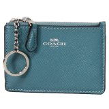 画像: 【COACH】コーチ エンボスド レザー キーリング付 スキニー コインケース マリン（日本未発売）