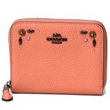 画像: 【COACH】コーチ ペブルドレザー 花柄 フラワー フローラル プレーリー リベット スタッズ スモール ジップ アラウンド 二つ折り 財布 ダークブラッシュ〔日本未発売〕