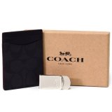 画像: 【COACH】コーチ メンズ コーティングキャンバス レザー シグネチャー マネークリップ付き カードケース 名刺入れ ブラック×ブラック×オックスブラッド（日本未発売）