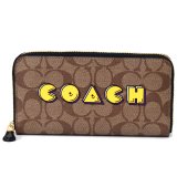 画像: 【COACH】コーチ コーティングキャンバス シグネチャー パックマン ロゴ プリント アコーディオン ジップ 長財布 カーキマルチ（日本未発売）