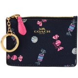 画像: 【COACH】コーチ コーティングキャンバス スムースレザー スキャッタード キャンディ 飴 プリント キーリング付 スキニー コインケース ネイビーマルチ×ピンクルビー（日本未発売）