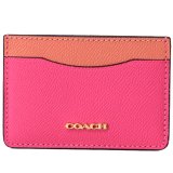 画像: 【COACH】コーチ クロスグレインレザー スリム カードケース 定期入れ 名刺入れ ピンクルビーマルチ（日本未発売）