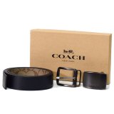 画像: 【COACH】コーチ コーティング キャンバス カーフレザー リバーシブル  メンズ ベルト タン〔日本未発売〕