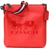 画像: 【COACH】コーチ ペブルレザー ジェス ホース アンド キャリッジ スリム クロスボディ 斜め掛け 2way クラッチ ショルダーバッグ マイアミレッド（日本未発売）