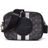 画像: 【COACH】コーチ ジャガード ぺブルレザー シグネチャー デンプシー ストライプ パッチ カメラバッグ クロスボディ 斜め掛け 2way クラッチ ショルダーバッグ ブラックスモーク×ブラックマルチ（日本未発売）