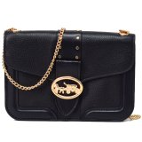 画像: 【COACH】コーチ ペブルレザー スムースレザー ジョージー リベット チェーン クロスボディ 斜めがけ ショルダーバッグ ブラック（日本未発売）