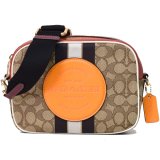 画像: 【COACH】コーチ ジャガード ぺブルレザー シグネチャー デンプシー ストライプ パッチ カメラバッグ クロスボディ 斜め掛け 2way クラッチ ショルダーバッグ カーキ×サンビームマルチ（日本未発売）