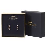 画像: 【COACH】コーチ プレーテッドブラス リンクド シグネチャー ラインストーン スタッド ピアス イアリング 専用BOX付 シルバー×ゴールド〔日本未発売〕