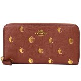 画像: 【COACH】コーチ ぺブルレザー メタリック ホイル アップル りんご プリント アコーディオン ジップ ウォレット 長財布 サドルマルチ（日本未発売）