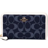 画像: 【COACH】コーチ ジャガード ぺブルレザー シグネチャー ロゴ ミディアム ジップ アラウンド ウォレット 財布 デニムマルチ（日本未発売）