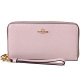 画像: 【COACH】コーチ ぺブルレザー ロゴ リストレット ロング ジップ アラウンド 長財布 ウォッシュドモーブ（日本未発売）