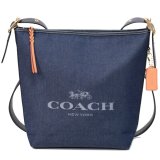 画像: 【COACH】コーチ デニム レザー ロゴ ダッフル クロスボディ 斜め掛け ラグビー バケツ ショルダーバッグ デニム（日本未発売）