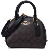 画像: 【COACH】コーチ コーティングキャンバス レザー シグネチャー ミニ ドーム サッチェル 2Way ショルダー ハンドバッグ ブラウン×ブラック（日本未発売）