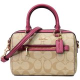 画像: 【COACH】コーチ コーティングキャンバス レザー シグネチャー ミニ ローワン サッチェル 2WAY ボストンバッグ ライトカーキルージュ〔日本未発売〕