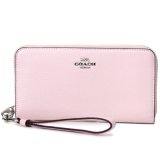 画像: 【COACH】コーチ ぺブルレザー ロゴ リストレット ロング ジップ アラウンド 長財布 アイスピンク（日本未発売）