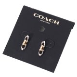 画像: 【COACH】コーチ プレーテッドブラス リンクド シグネチャー ラインストーン スタッド ピアス イアリング シルバー×ゴールド〔日本未発売〕