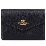 画像: 【COACH】コーチ レザー ロゴ フラップ カードケース カードポーチ 名刺入れ 定期入れ ビジネスカード コインケース ブラック（日本未発売）