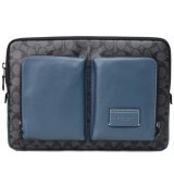 画像: 【COACH】コーチ コーティングキャンバス レザー シグネチャー ユーティリティー ラップトップ タブレット iPad macbook ノートパソコン PCケース チャコール×デニム〔日本未発売〕