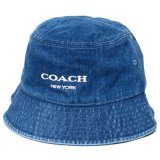 画像: 【COACH】コーチ デニム コットン シグネチャー ロゴ バケットハット バケハ サファリハット 帽子 デニム〔日本未発売〕