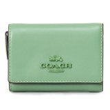 画像: 【COACH】コーチ スムースレザー スモール ロゴ マイクロ ミニ ウォレット コンパクト 三つ折り財布 ソフトグリーン（日本未発売）