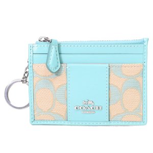 画像: 【COACH】コーチ コインケース ジャガード レザー シグネチャー キーリング付き ミニ スキニー IDケース 小銭入れ フェイディドブルー（日本未発売）